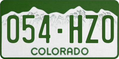 CO license plate 054HZO