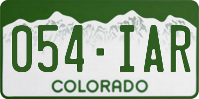 CO license plate 054IAR