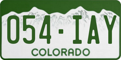 CO license plate 054IAY
