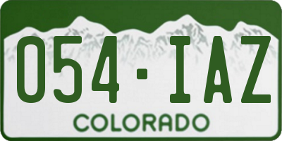 CO license plate 054IAZ