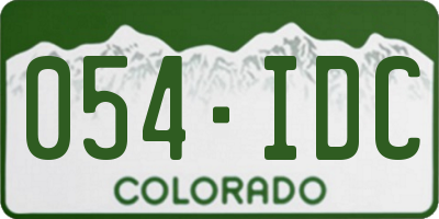 CO license plate 054IDC
