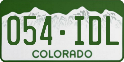 CO license plate 054IDL