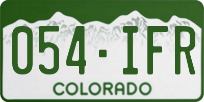 CO license plate 054IFR