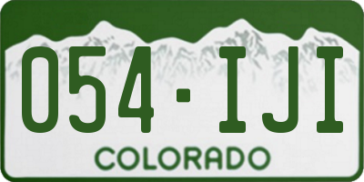 CO license plate 054IJI