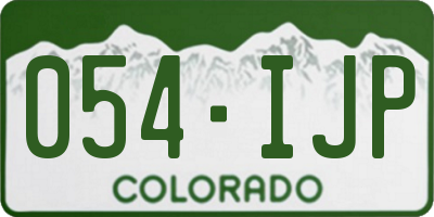 CO license plate 054IJP