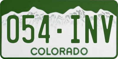 CO license plate 054INV