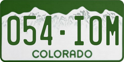 CO license plate 054IOM