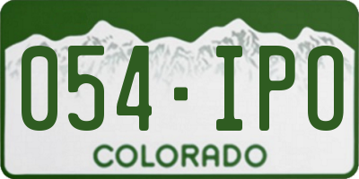 CO license plate 054IPO