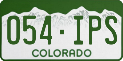 CO license plate 054IPS