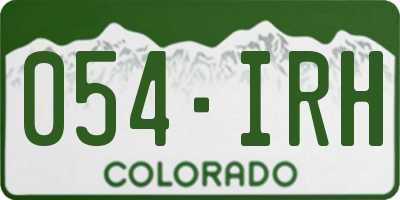 CO license plate 054IRH
