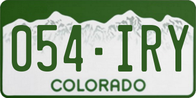 CO license plate 054IRY