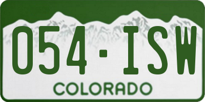 CO license plate 054ISW