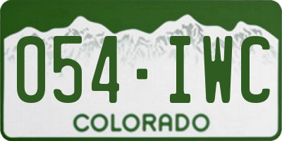 CO license plate 054IWC