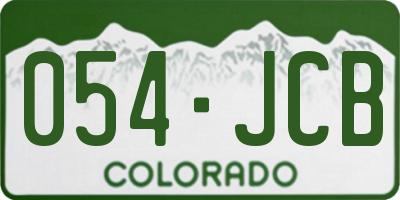 CO license plate 054JCB