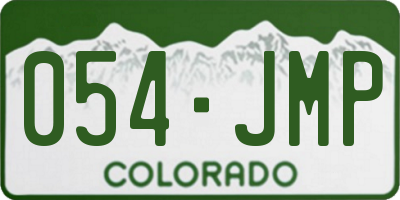 CO license plate 054JMP