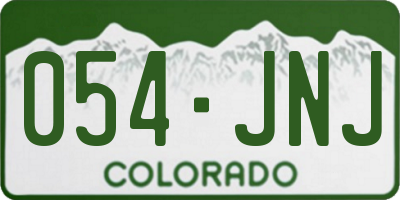 CO license plate 054JNJ