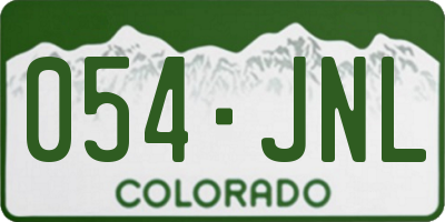 CO license plate 054JNL