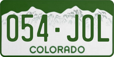 CO license plate 054JOL