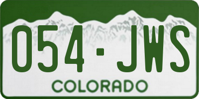 CO license plate 054JWS