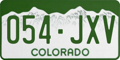 CO license plate 054JXV