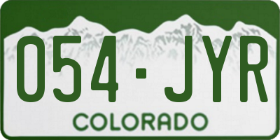 CO license plate 054JYR