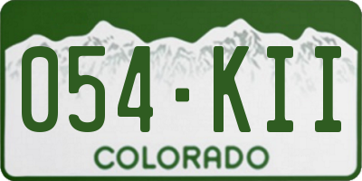 CO license plate 054KII