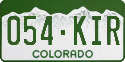 CO license plate 054KIR