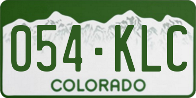 CO license plate 054KLC