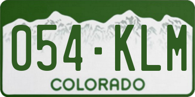 CO license plate 054KLM
