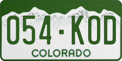CO license plate 054KOD