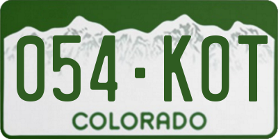 CO license plate 054KOT