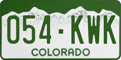 CO license plate 054KWK
