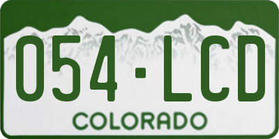 CO license plate 054LCD