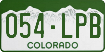 CO license plate 054LPB