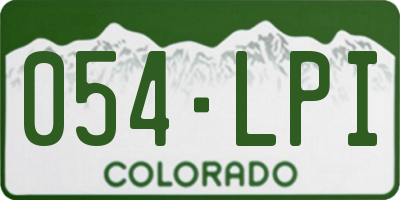 CO license plate 054LPI