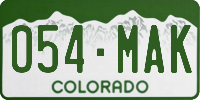 CO license plate 054MAK