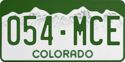 CO license plate 054MCE