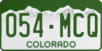 CO license plate 054MCQ