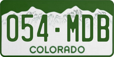 CO license plate 054MDB