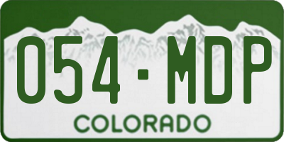 CO license plate 054MDP