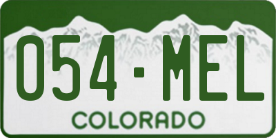 CO license plate 054MEL