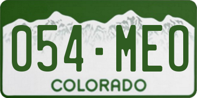 CO license plate 054MEO