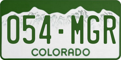 CO license plate 054MGR
