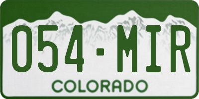 CO license plate 054MIR