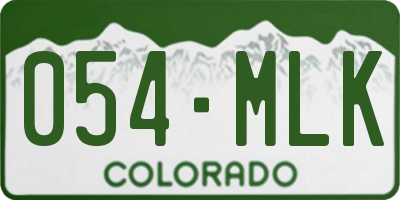 CO license plate 054MLK