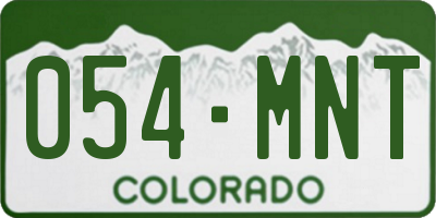 CO license plate 054MNT