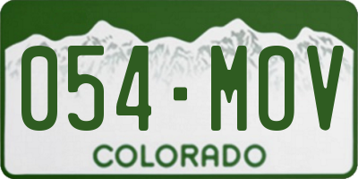 CO license plate 054MOV