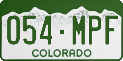 CO license plate 054MPF