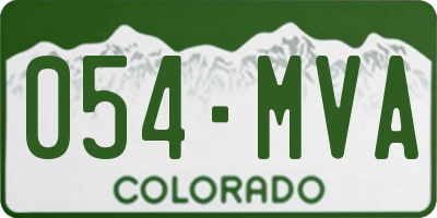 CO license plate 054MVA