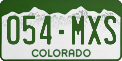 CO license plate 054MXS